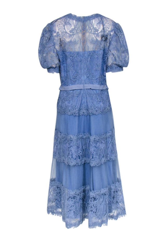 Current Boutique-Tadashi Shoji - Blue Lace Mid Maxi Dress Sz 16