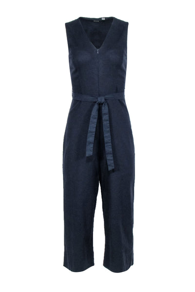 Current Boutique-T Tahari - Dark Navy Sleeveless Zipper Front Jumpsuit Sz 4