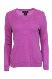 Current Boutique-Tahari - Purple Cashmere V-neck Sweater Sz L