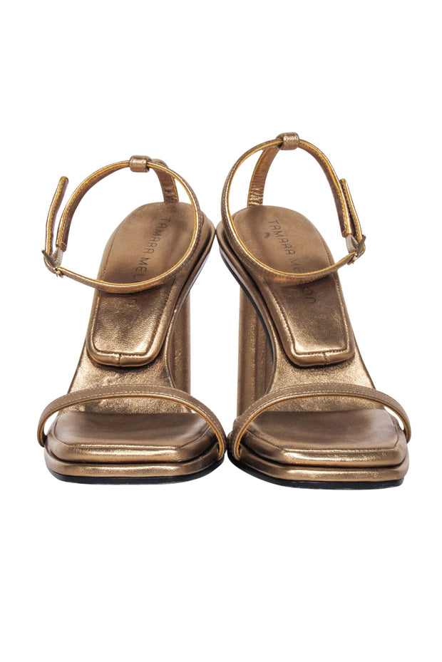 Current Boutique-Tamara Mellon - Golden Bronze Metallic Strappy Pump Sz 7