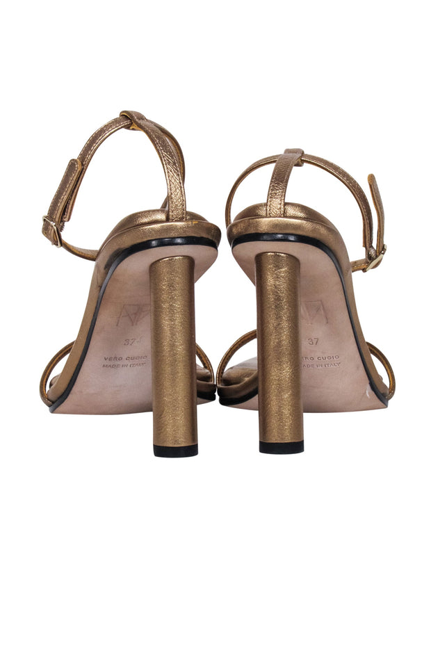 Current Boutique-Tamara Mellon - Golden Bronze Metallic Strappy Pump Sz 7