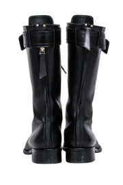 Current Boutique-Tamara Mellon - Black Leather Tall Combat Boots Sz 9
