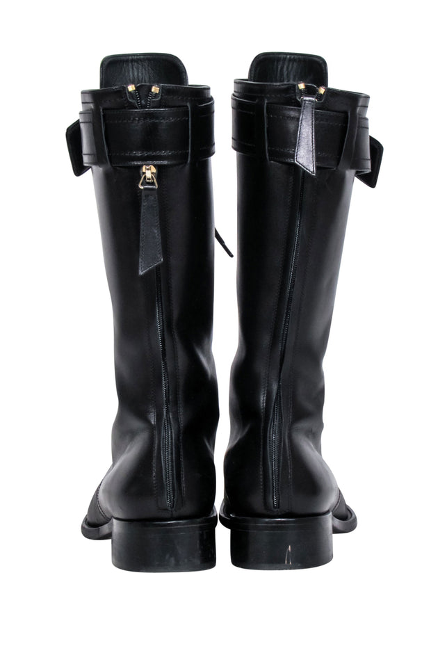 Current Boutique-Tamara Mellon - Black Leather Tall Combat Boots Sz 9