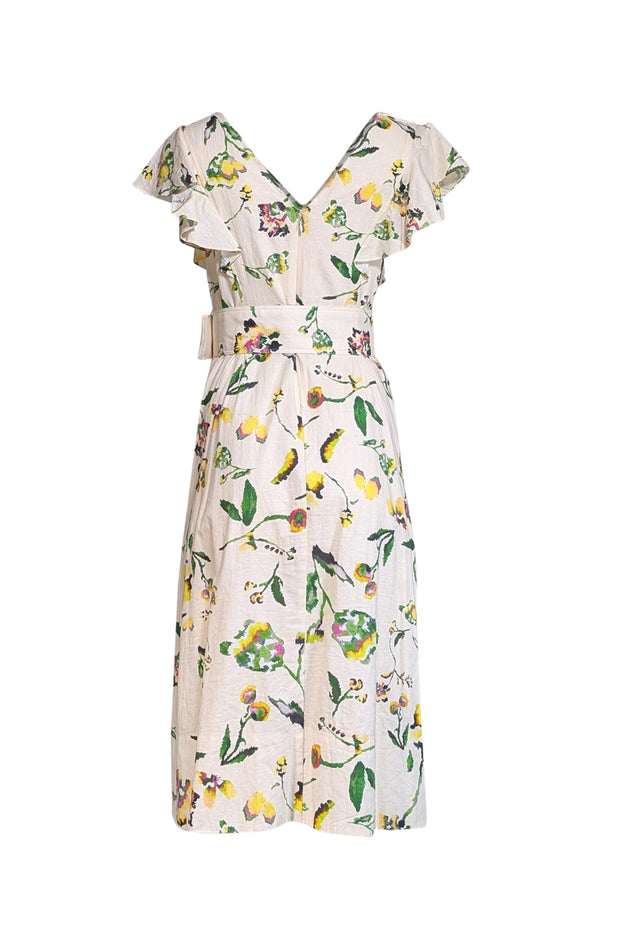 Current Boutique-Tanya Taylor - Ivory, Yellow, Green, & Purple Floral Print Dress Sz 6