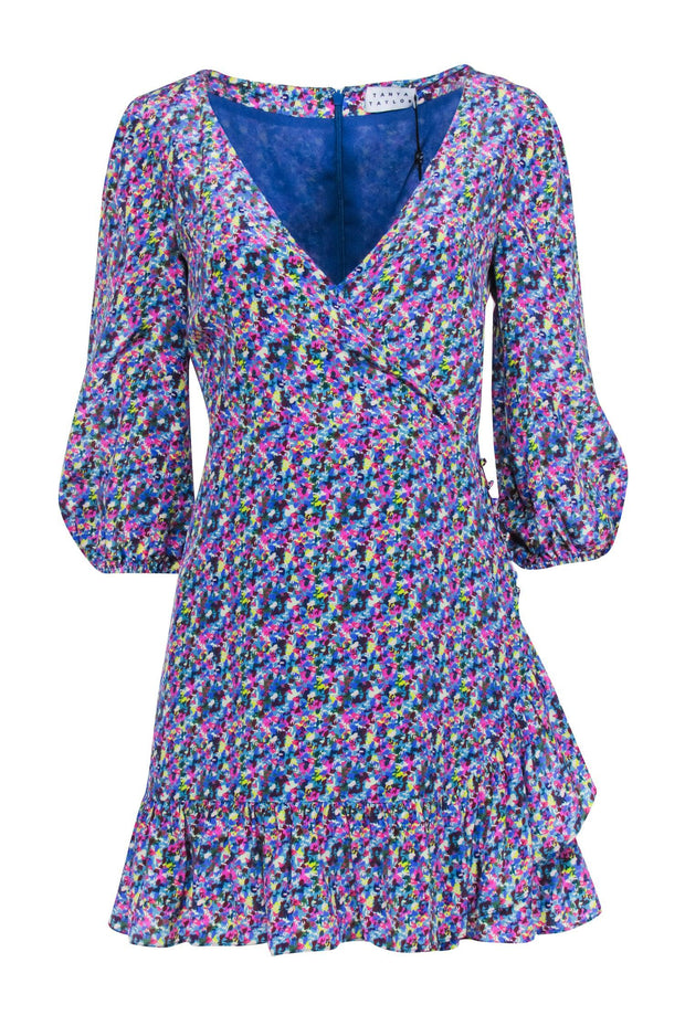 Current Boutique-Tanya Taylor - Blue & Multicolor Confetti Print Silk Dress Sz 0