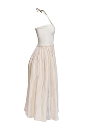 Tanya Taylor - Beige & Cream Ribbed Knit Halter Dress Sz M - Current Boutique
