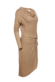 Current Boutique-Ted Baker - Beige Ribbed Cowl Neckline Dress Sz 6