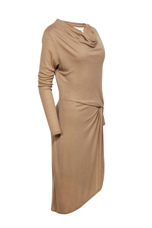 Current Boutique-Ted Baker - Beige Ribbed Cowl Neckline Dress Sz 6