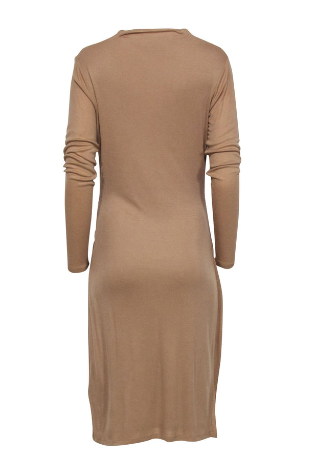 Current Boutique-Ted Baker - Beige Ribbed Cowl Neckline Dress Sz 6