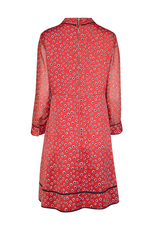 Current Boutique-Ted Baker - Red & Black Floral Print Collared Satin Dress Sz 8
