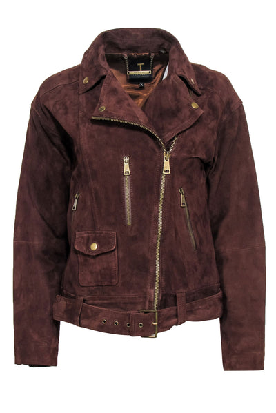 Current Boutique-Ted Baker - Brown Suede Moto Jacket Sz 4