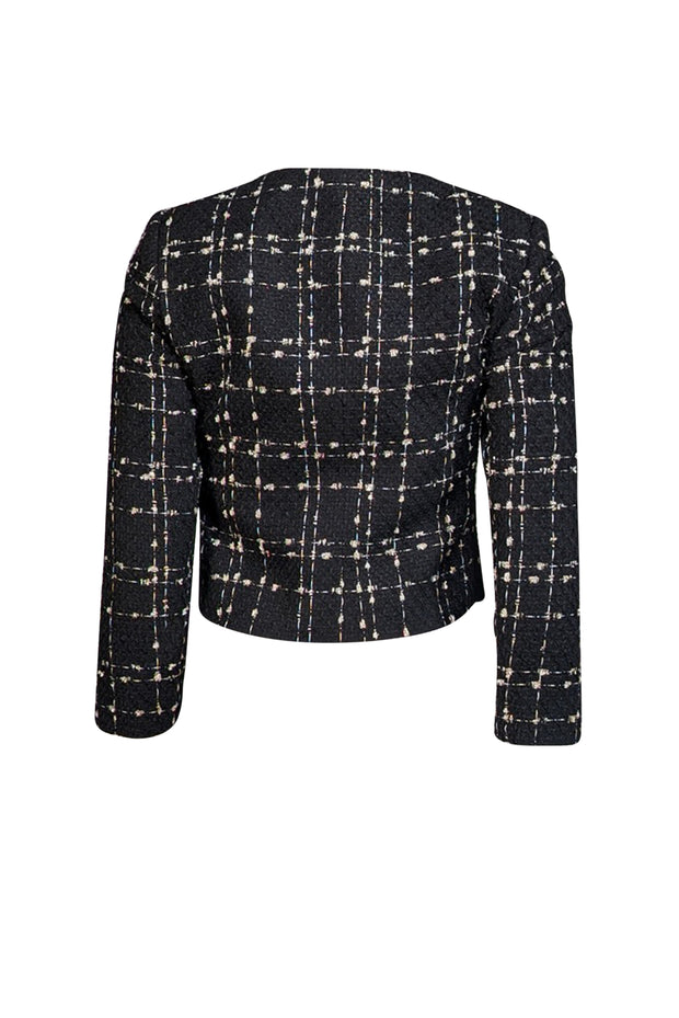 Ted Baker - Black w/ White & Metallic Pattern Bouclé Crop Jacket Sz 2 - Current Boutique