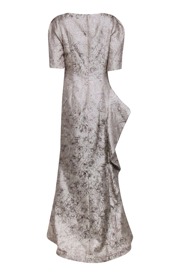 Current Boutique-Terri Jon - Champagne Gold Jacquard Gown Sz 10