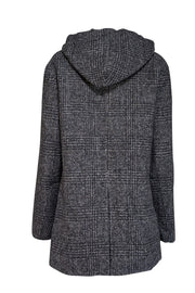 Current Boutique-Thakoon - Charcoal & Grey Plaid Wool Blend Hooded Coat Sz L