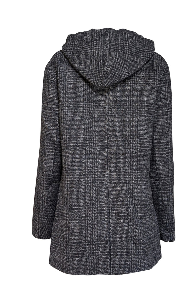 Current Boutique-Thakoon - Charcoal & Grey Plaid Wool Blend Hooded Coat Sz L