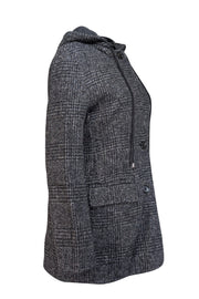 Current Boutique-Thakoon - Charcoal & Grey Plaid Wool Blend Hooded Coat Sz L
