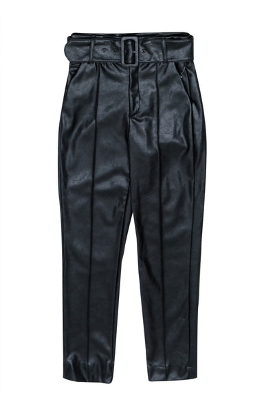 Current Boutique-The Kooples - Black Faux Leather Belted Pants Sz S