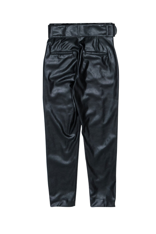 Current Boutique-The Kooples - Black Faux Leather Belted Pants Sz S
