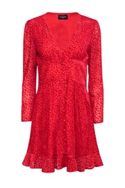 Current Boutique-The Kooples - Red Velvet Leopard Burnout Dress Sz M