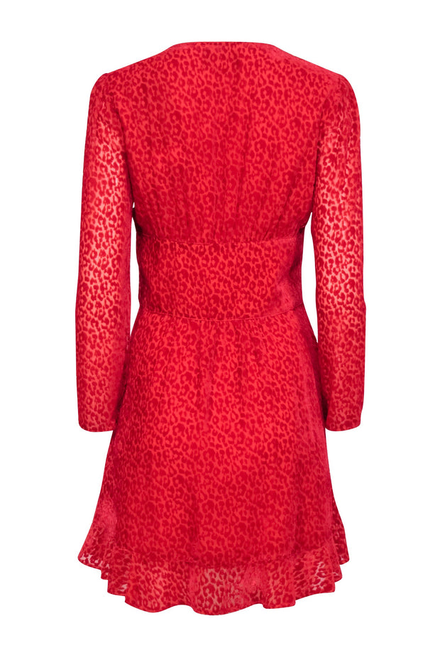 Current Boutique-The Kooples - Red Velvet Leopard Burnout Dress Sz M