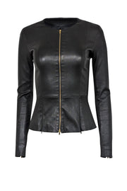 Current Boutique-The Row - Black Lambskin Leather "Anasta" Zipper Jacket Sz 0