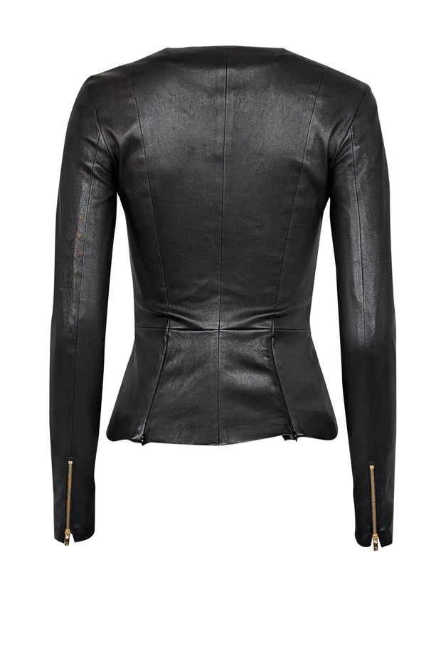 Current Boutique-The Row - Black Lambskin Leather "Anasta" Zipper Jacket Sz 0