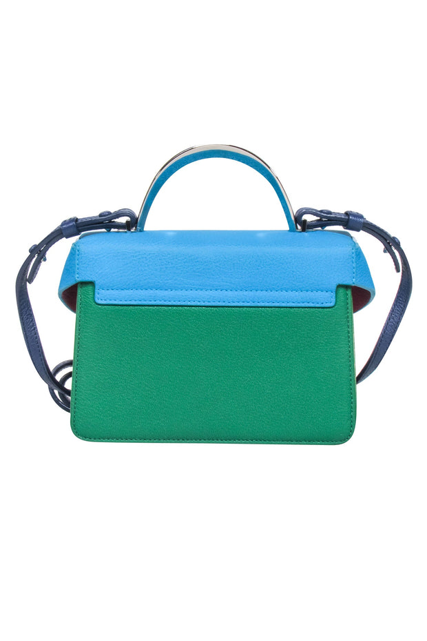 Current Boutique-The Volon - Teal Blue Leather w/ Multi Color Sequin Stripe Crossbody Bag