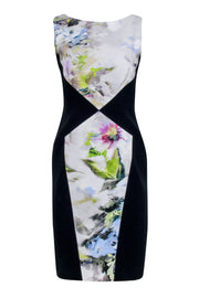 Current Boutique-Theia - Navy w/ Multi Color Floral Patterned Front Dress Sz 8