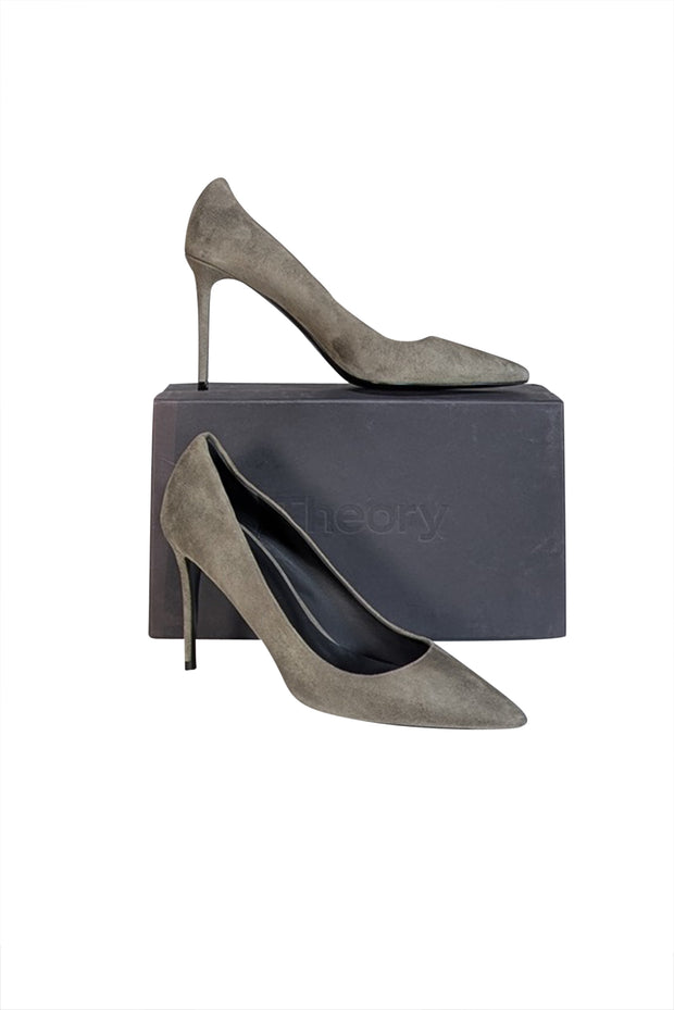 Current Boutique-Theory - Military Green "Braxia" Suede Pumps Sz 11