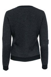 Current Boutique-Theory - Black & Dark Grey Houndstooth Cardigan Sz M