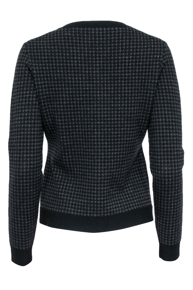 Current Boutique-Theory - Black & Dark Grey Houndstooth Cardigan Sz M