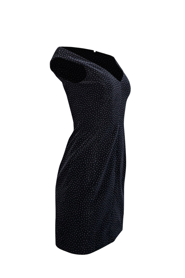 Theory - Black Dotted Velvet Off-the-Shoulder Dress Sz 2 - Current Boutique