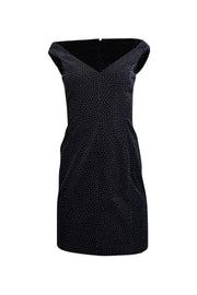 Theory - Black Dotted Velvet Off-the-Shoulder Dress Sz 2 - Current Boutique