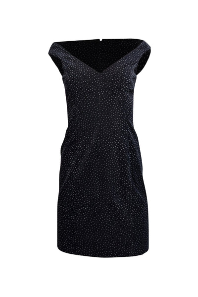 Theory - Black Dotted Velvet Off-the-Shoulder Dress Sz 2 - Current Boutique