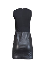Theory - Black Leather Mini Dress w/ Knit Panels Sz 2 - Current Boutique