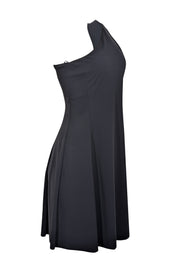 Current Boutique-Theory - Black Sleeveless One Shoulder Dress Sz M