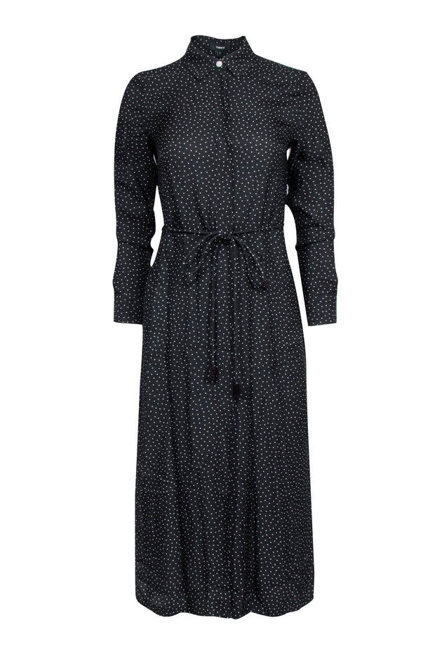 Current Boutique-Theory - Black & White Polka Dot Maxi Shirt Dress Sz 0P