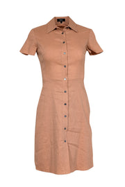 Current Boutique-Theory - Salmon Pink Linen Blend Button Front Dress Sz 00