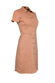 Current Boutique-Theory - Salmon Pink Linen Blend Button Front Dress Sz 00
