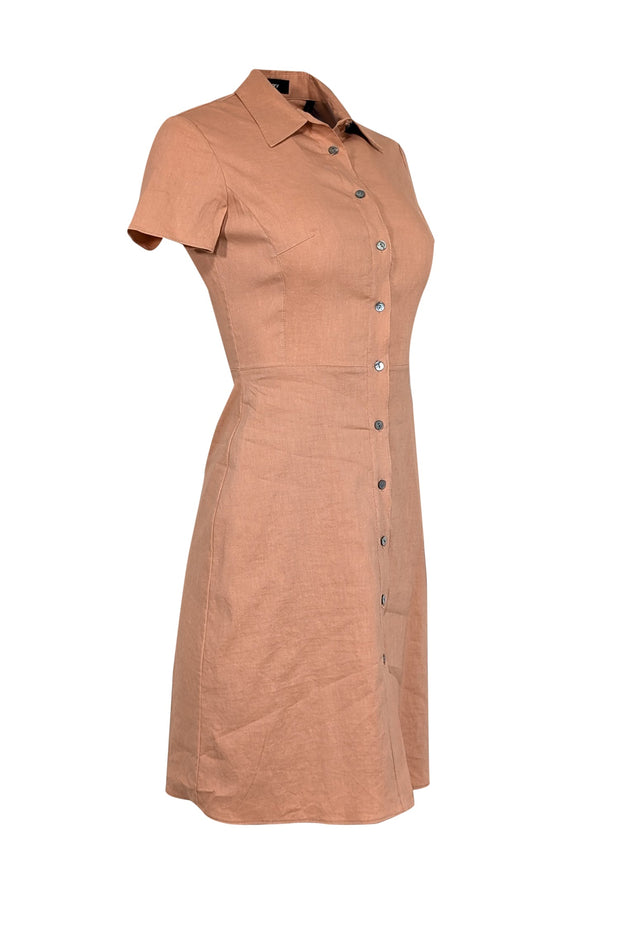 Current Boutique-Theory - Salmon Pink Linen Blend Button Front Dress Sz 00