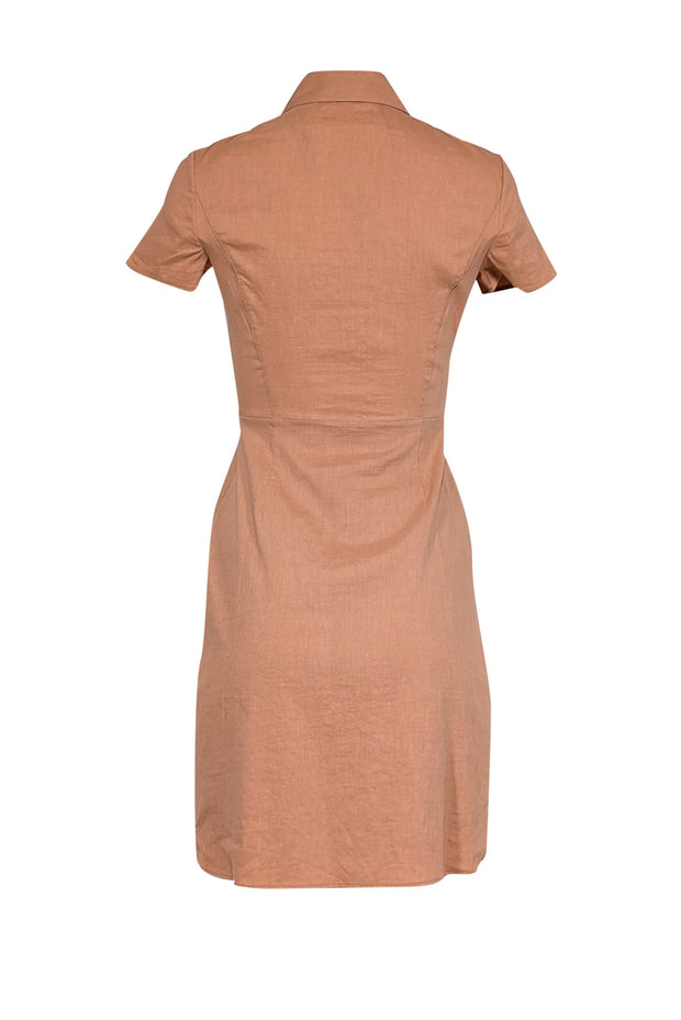 Current Boutique-Theory - Salmon Pink Linen Blend Button Front Dress Sz 00