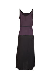Current Boutique-Theory - Dark Purple & Black Sleeveless Silk Midi Dress Sz 8