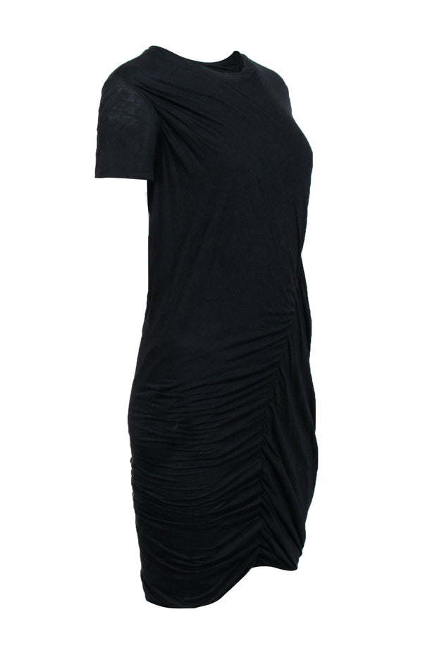 Current Boutique-Theory - Black Drape Twist Short Sleeve Tee Dress Sz M