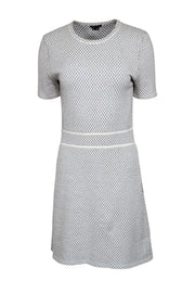 Current Boutique-Theory - Grey Textured Short Sleeve Fit and Flare Mini Dress Sz M
