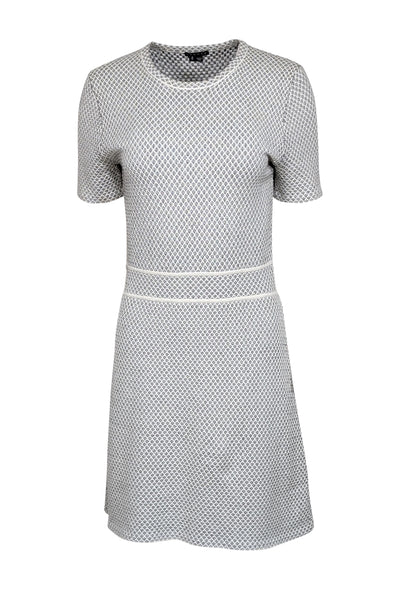Current Boutique-Theory - Grey Textured Short Sleeve Fit and Flare Mini Dress Sz M