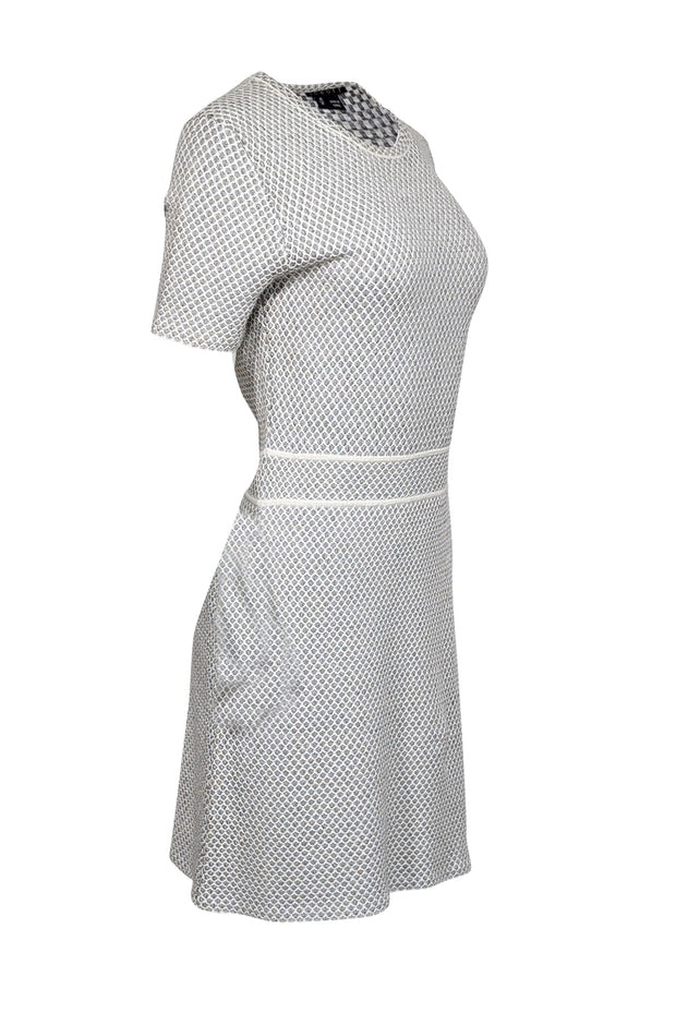 Current Boutique-Theory - Grey Textured Short Sleeve Fit and Flare Mini Dress Sz M