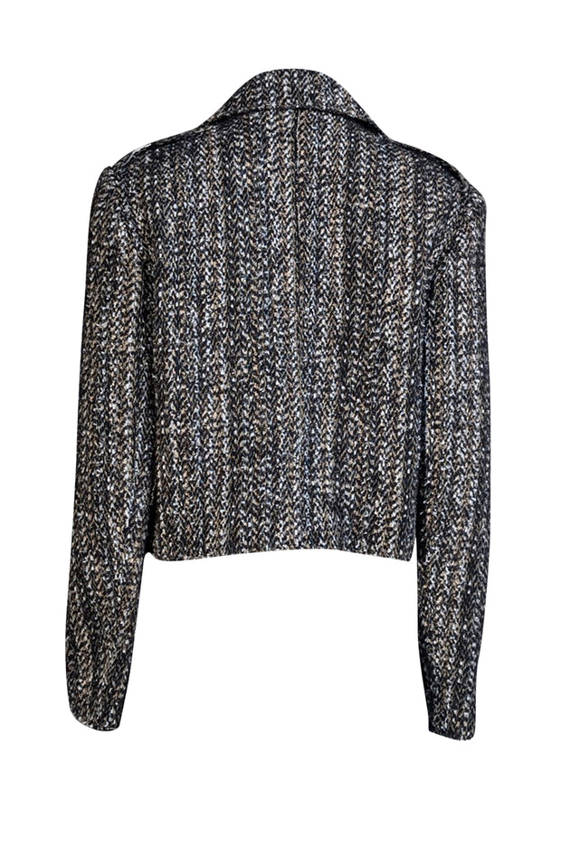 Theory - Black, White, & Beige Tweed Cropped Jacket Sz 10 - Current Boutique
