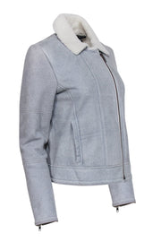 Current Boutique-Theory - Light Blue "Kahlo Astarte Denim-Look" Shearling Jacket Sz M