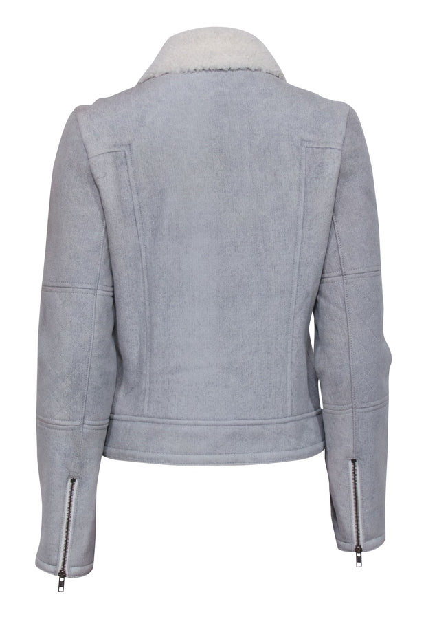 Current Boutique-Theory - Light Blue "Kahlo Astarte Denim-Look" Shearling Jacket Sz M