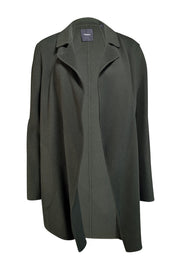 Theory -  Green Wool & Cashmere Open Front Jacket Sz M - Current Boutique